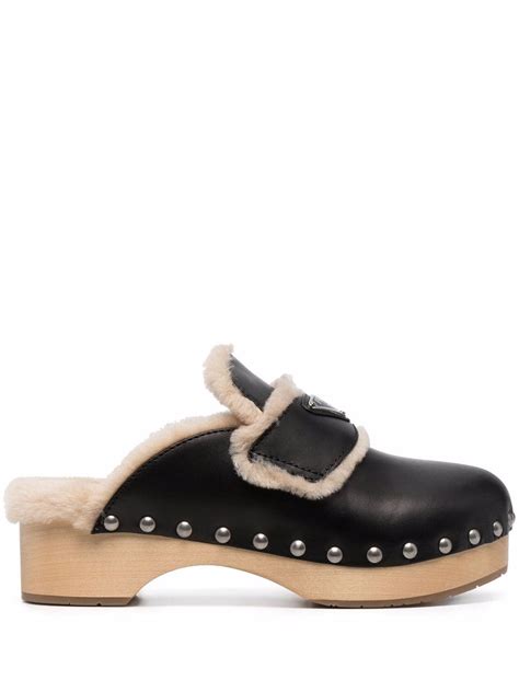 prada fabric clogs|Prada shearling clog.